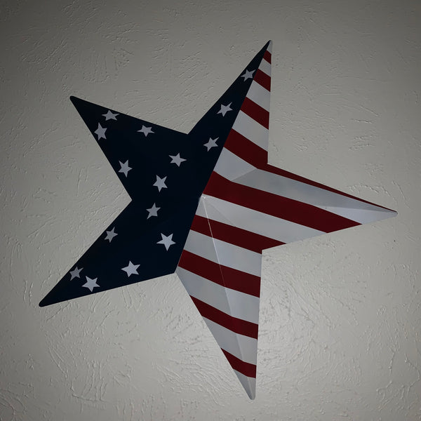 12",16",24",30",36" USA AMERICAN FLAG STAR STYLE#9 RED WHITE & BLUE METAL BARN STAR METAL WALL ART HANDMADE