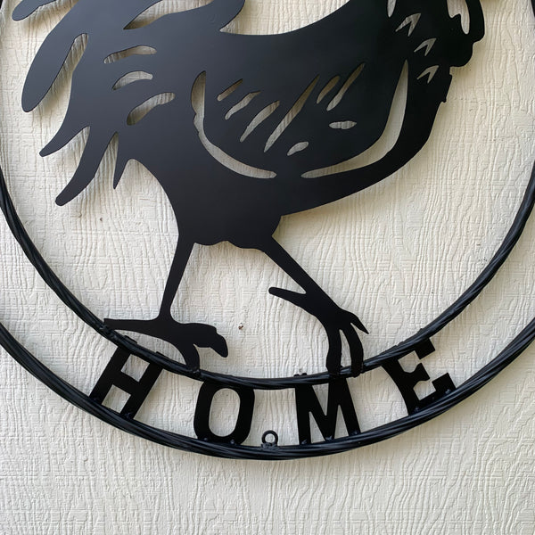 YOUR CUSTOM NAME BLACK ROOSTER LASERCUT METAL ART WITH RING DESIGN WESTERN METAL ANIMAL ART HOME WALL DECOR BRAND NEW