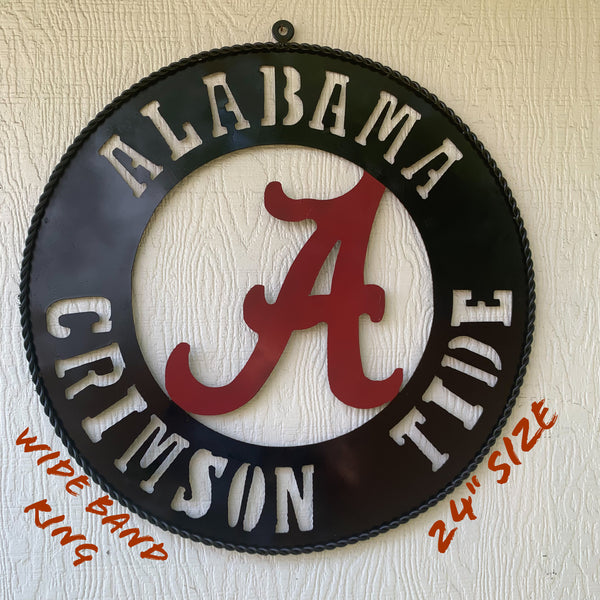 ALABAMA CRIMSON TIDE WIDE BAND RING CUSTOM METAL VINTAGE SIGN TEAM SPORTS HANDMADE