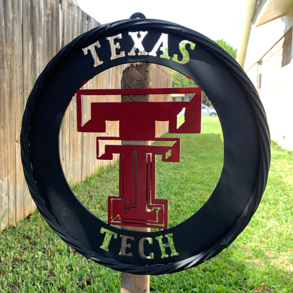 12", 18", 24", 32" TEXAS TECH WIDE BAND RING RED & BLACK CUSTOM METAL VINTAGE CRAFT TEAM SIGN