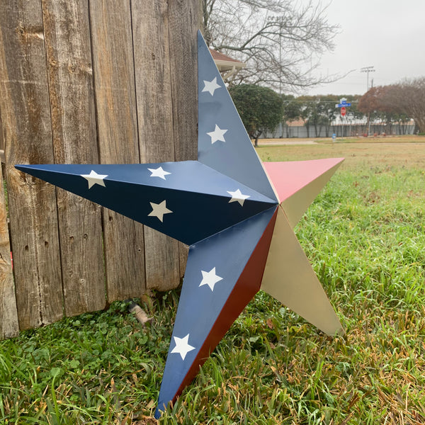 12",16",24",30",36" USA AMERICAN FLAG STAR STYLE #1 RED WHITE & BLUE METAL BARN STAR WALL ART HANDMADE STYLE# 1