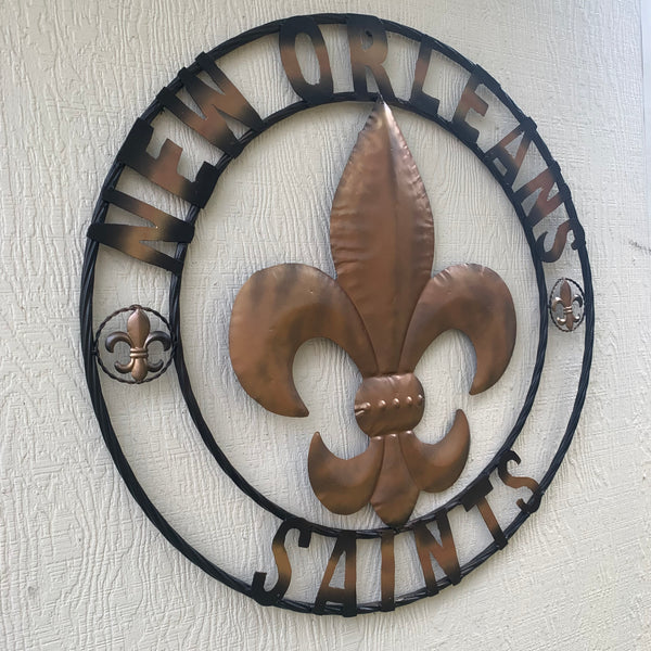 18", 24", 32" NEW ORLEANS SAINTS METAL SIGN WALL ART WESTERN HOME DECOR RUSTIC GOLD & BLACK ART NEW