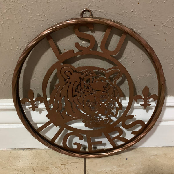 12" LSU TIGERS CUSTOM METAL VINTAGE CRAFT WESTERN HOME DECOR NEW
