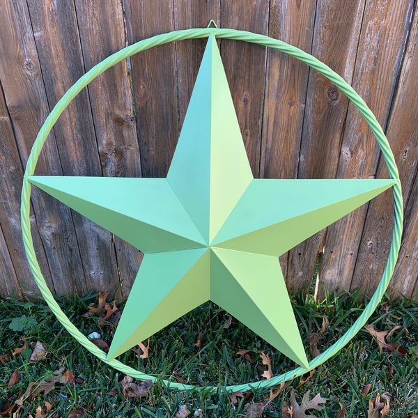 APPLE GREEN BARN STAR METAL LONESTAR TWISTED ROPE RING WESTERN HOME DECOR HANDMADE #EH10836