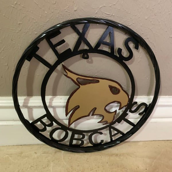12" TEXAS BOBCATS CUSTOM METAL VINTAGE CRAFT SIGN TEAM WESTERN HOME DECOR HANDMADE