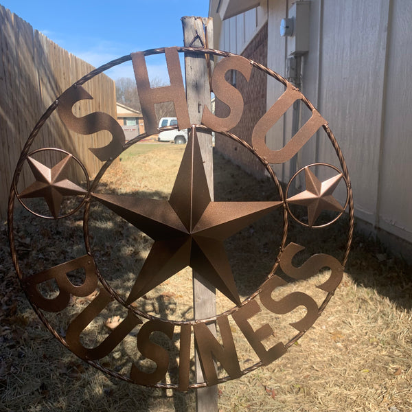 24",32" SHSU SAM HOUSTON BEARKATS BUSINESS RUSTIC BRONZE COPPER METAL CUSTOM VINTAGE CRAFT RUSTIC BLACK TEAM STAR HANDMADE