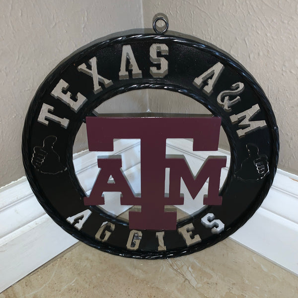 12",18",24",32" TEXAS A&M AGGIES WIDE BAND RING CUSTOM METAL VINTAGE CRAFT TEAM SIGN HANDMADE