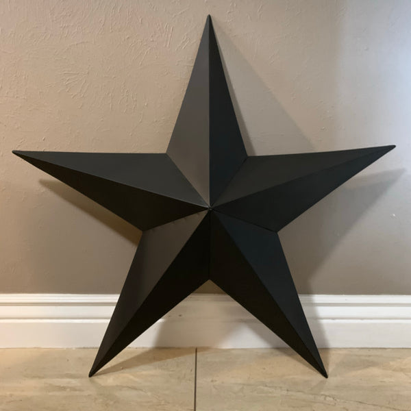 #EH10479 12", 17", 24", 30", 36" RUSTIC BLACK BARN STAR NO RING DAVID STAR 5 POINT WESTERN HOME DECOR HAND PAINTED