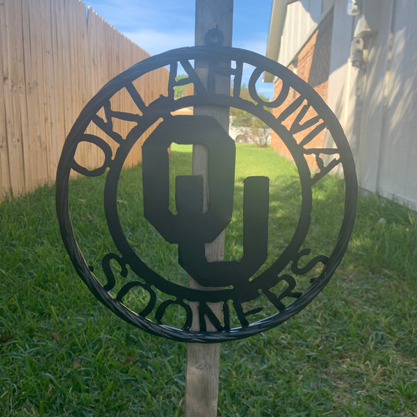 12", 18", 24", 32" OU OKLAHOMA SOONERS RUSTIC BLACK METAL CUSTOM VINTAGE CRAFT WALL ART TEAM SIGN HANDMADE