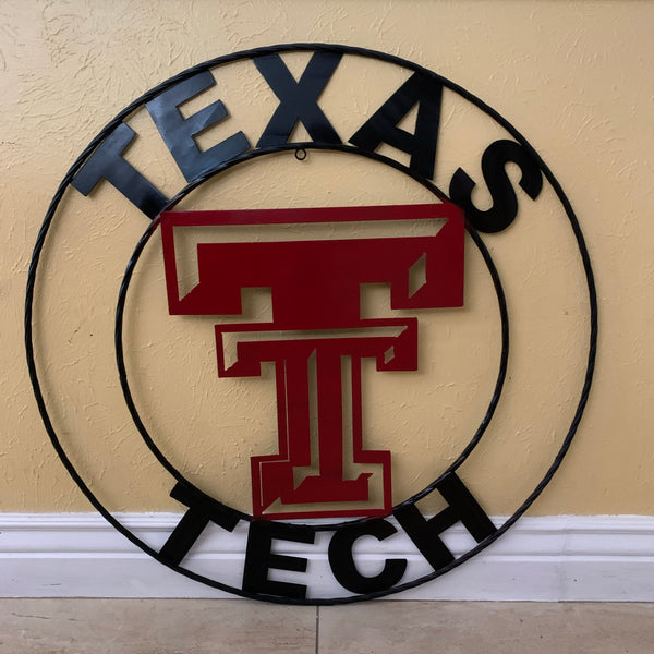 TEXAS TECH CUSTOM METAL VINTAGE CRAFT SIGN WESTERN HOME DECOR HANDMADE 12",18",24",32",36"
