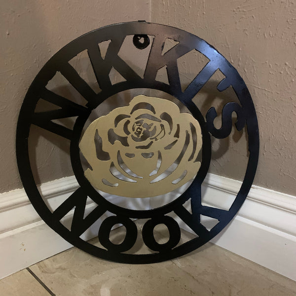 CUSTOM NAME GOLD FLOWER VALENTINE'S LASERCUT METAL SIGN WESTERN HOME DECOR CUSTOM SIGN