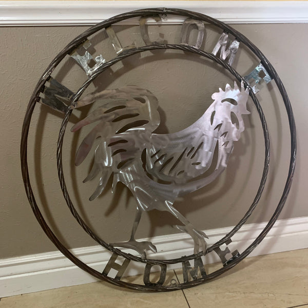 YOUR CUSTOM NAME ROOSTER LASERCUT RAW METAL ART WITH RING DESIGN WESTERN METAL ANIMAL ART HOME WALL DECOR BRAND NEW