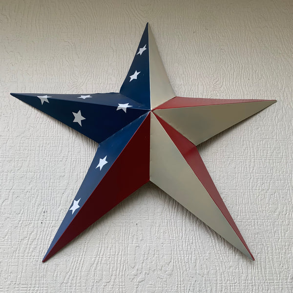 12",16",24",30",36" USA AMERICAN FLAG STAR STYLE #1 RED WHITE & BLUE METAL BARN STAR WALL ART HANDMADE STYLE# 1