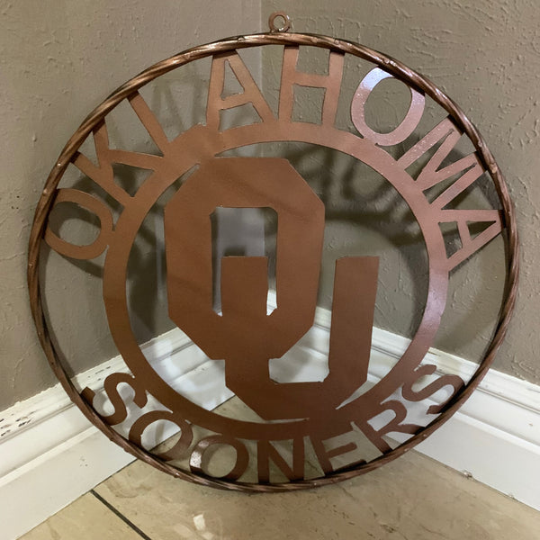 12",18",24",32",36" OU SOONERS OKLAHOMA HAMMERED COPPER CUSTOM VINTAGE TEAM CRAFT METAL ART WESTERN HOME DECOR