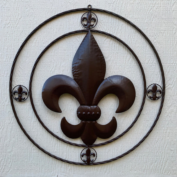 MULTI FLEUR DE LIS METAL WALL ART WESTERN HOME DECOR VINTAGE RUSTIC BROWN ART NEW