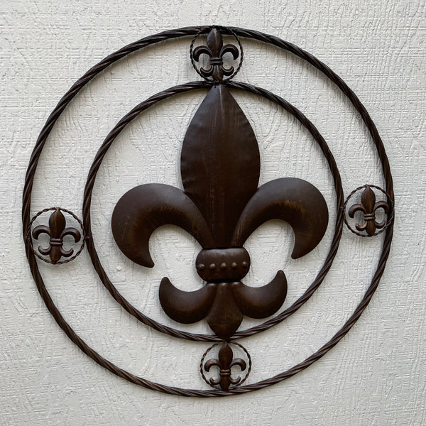 MULTI FLEUR DE LIS METAL WALL ART WESTERN HOME DECOR VINTAGE RUSTIC BROWN ART NEW