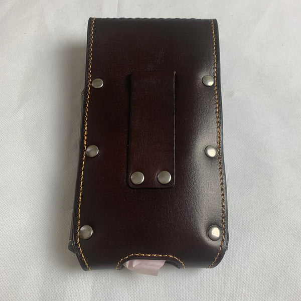#LG2002 7.5" LONGHORN COFFEE BROWN & BEIGE  LEATHER POUCH EXTRA LARGE  BELT LOOP HOLSTER CELL PHONE CASE UNIVERSAL OVERSIZE