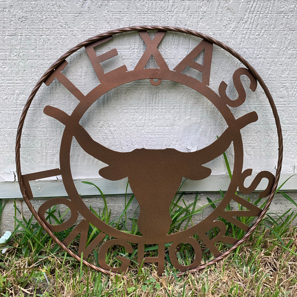 40",44",50" TEXAS LONGHORNS CUSTOM METAL VINTAGE CRAFT SIGN TEAM ART WESTERN HOJME DECOR RUSTIC BRONZE