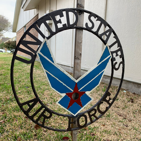 24" US AIR FORCE MILITARY CUSTOM VINTAGE METAL CRAFT WALL ART AIRFORCE WESTERN HOME DECOR HANDMADE