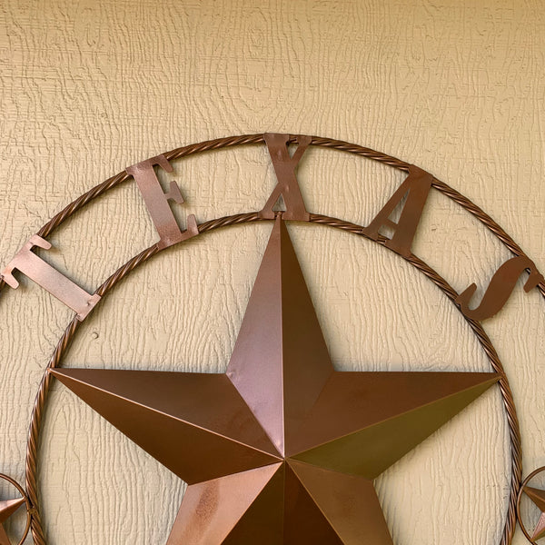 24", 32",36",40" TEXAS 1836 HAMMERED COPPER  BARN STAR METAL WALL WESTERN HOME DECOR RED WHITE BLUE ART