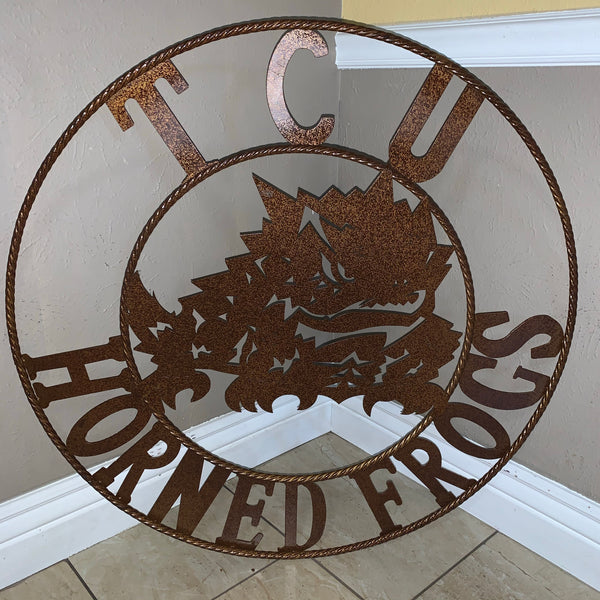 12", 18", 24", 32" TCU HORNED FROGS CUSTOM VINTAGE CRAFT METAL TEAM SIGN HANDMADE