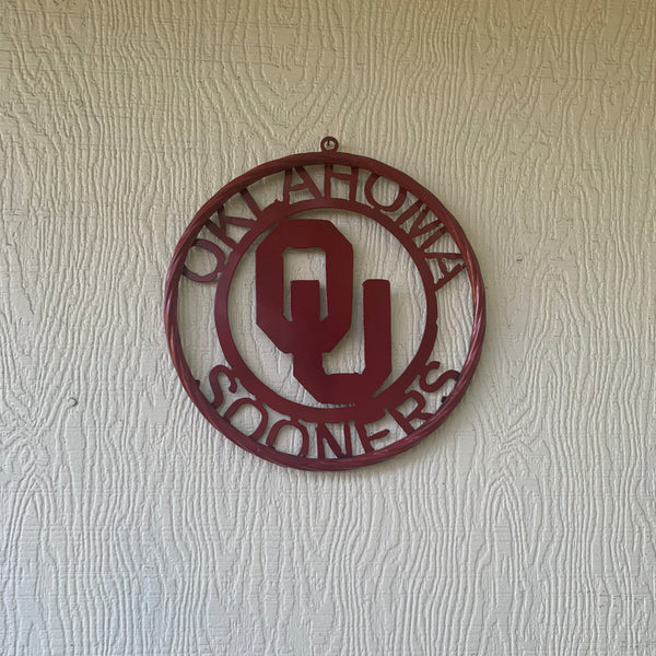 12", 18", 24", 32" OU OKLAHOMA SOONERS RUSTIC RED METAL CUSTOM VINTAGE CRAFT WALL ART TEAM SIGN HANDMADE