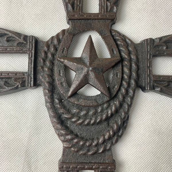 Si56409 STAR WESTERN CROSS CAST IRON HOME DECOR NEW