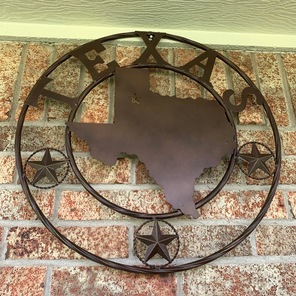 24" State of Texas Map Metal Wall Art Western Home Decor Vintage Rustic Bronze Copper New