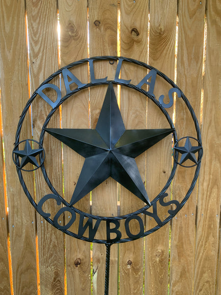 24" STAR & 34" STAKE DALLAS COWBOYS DECOR METAL ART WESTERN HOME WALL DECOR ALL RUSTIC BLACK STAR WITH 34" STAKE