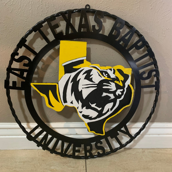 EAST TEXAS BAPTIST UNIVERSITY METAL CUSTOM VINTAGE CRAFT SIGN WALL ART TEAM HANDMADE