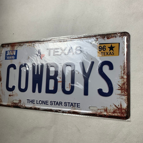 #HCZ17002 TEXAS COWBOYS LONESTAR STATE LICENSE PLATE TIN SIGN BLUE LETTERS METAL ART WESTERN HOME DECOR - FREE SHIPPING