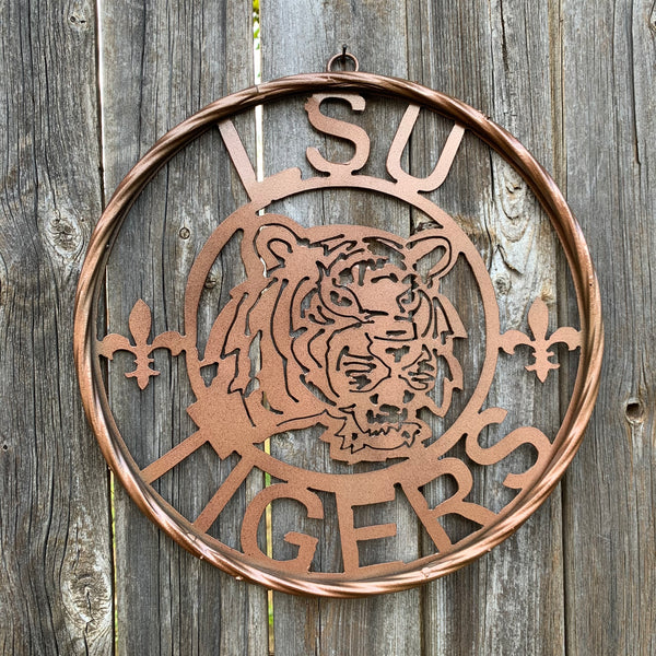 12" LSU TIGERS CUSTOM METAL VINTAGE CRAFT WESTERN HOME DECOR NEW