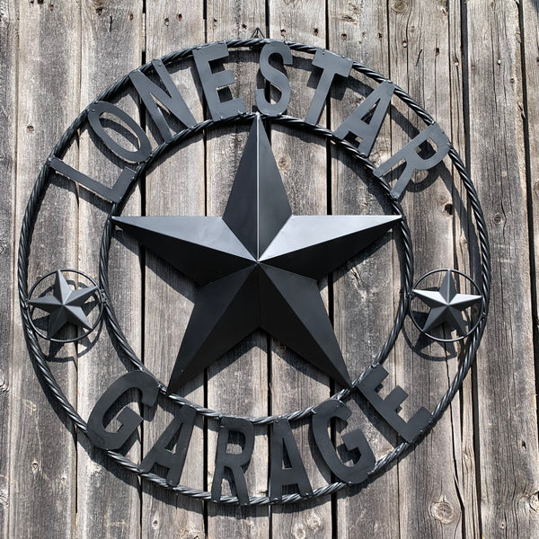LONESTAR GARAGE STYLE CUSTOM BARN NAME STAR LONESTAR GARAGE METAL NAME BARN STAR WITH TWISTED ROPE RING 3d STAR ART WESTERN HOME DECOR RUSTIC BROWN