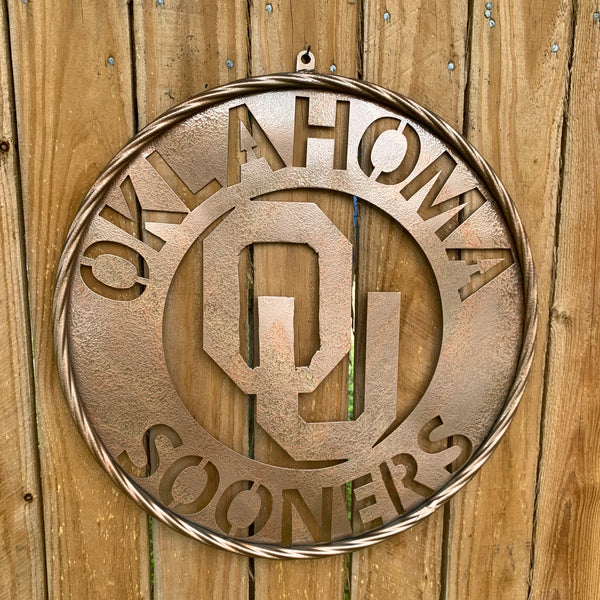 12",18",24",32" OU SOONERS HAMMERED COPPER CUSTOM METAL VINTAGE CRAFT TEAM SIGN HANDMADE CRAFT