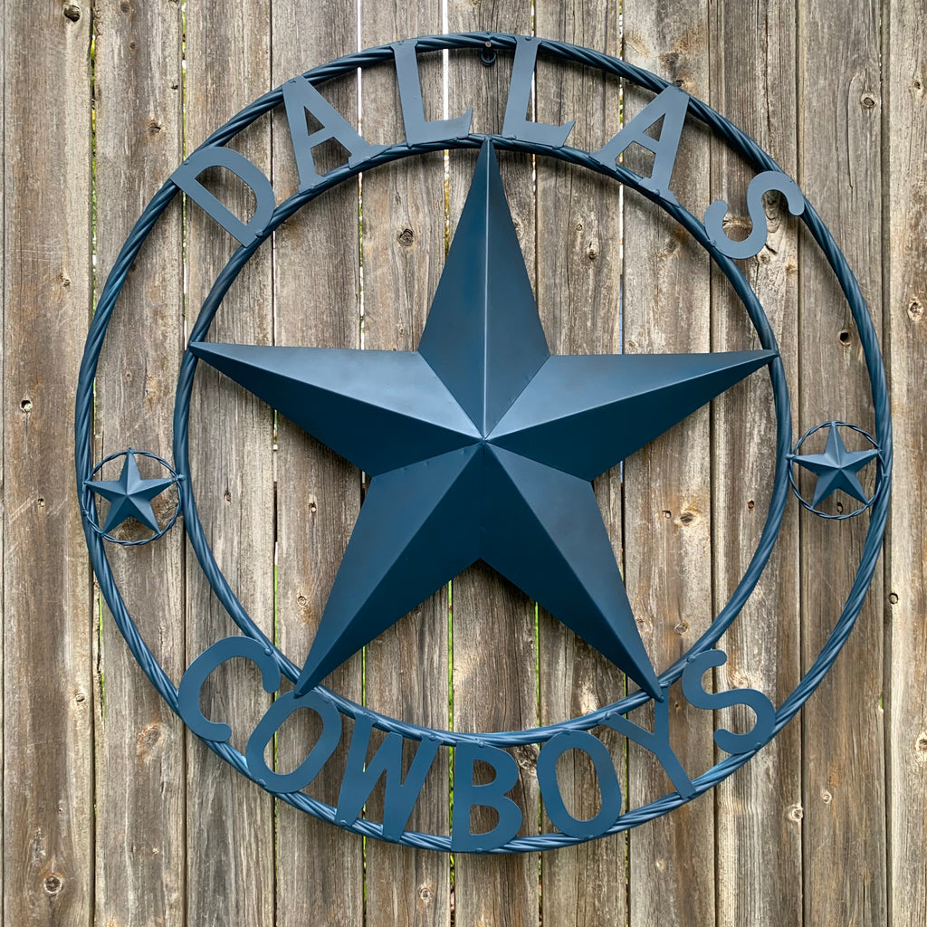 DALLAS COWBOYS NAVY BLUE BARN STAR METAL LONE STAR WESTERN HOME DECOR HANDMADE 24",32",36",40",42",44",46",50"