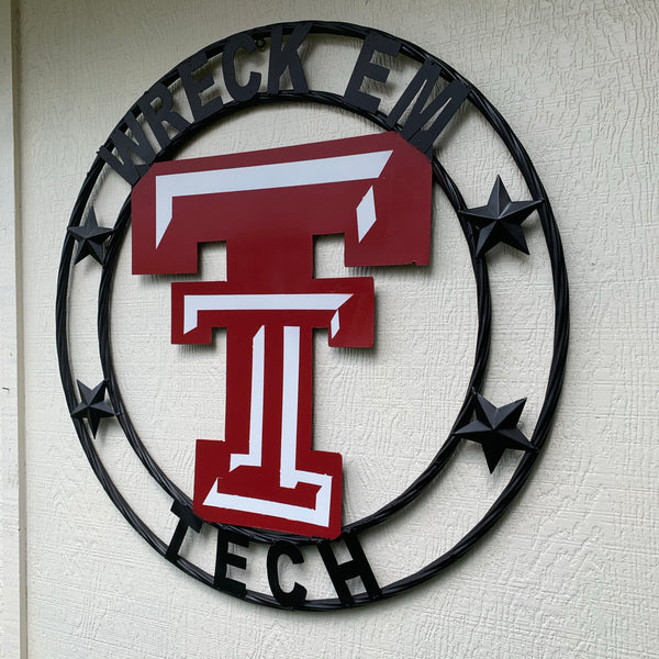 WRECKEM TEXAS TECH CUSTOM VINTAGE CRAFT METAL TEAM SIGN
