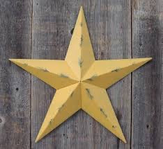 #EH10481 MUSTARD DARK YELLOW DISTRESSED BARN STAR TWO TONE METAL ART WESTERN HOME HANDMADE NEW
