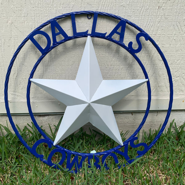 DALLAS COWBOYS STAR METAL BARN LONE STAR WESTERN HOME DECOR BLUE & WHITE STAR, SIZE:24",32",36",40",42",44",46",50"