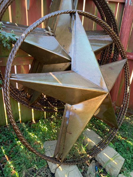 #EH10507 TEXAS GIANT 8,6,5,4 FOOT NATURAL RUSTIC SEALED UNPAINTED LARGE OVERSIZE METAL LONESTAR GENUINE RUST PATINA LONE STAR TWISTED ROPE RING 4,5,6,8 FOOT