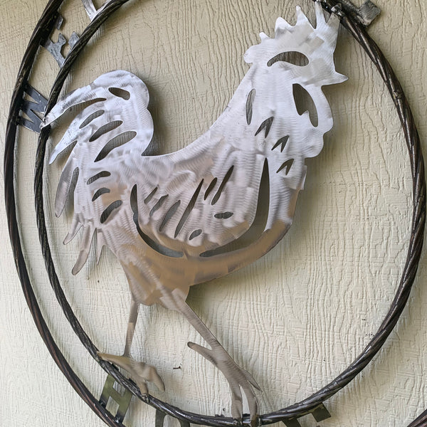 YOUR CUSTOM NAME ROOSTER LASERCUT RAW METAL ART WITH RING DESIGN WESTERN METAL ANIMAL ART HOME WALL DECOR BRAND NEW