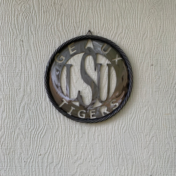 12",18",24",32" LSU GEAUX TIGERS CUSTOM METAL VINTAGE CRAFT TEAM SIGN WESTERN HOME DECOR HANDMADE