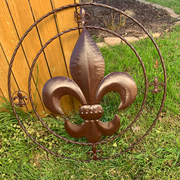 MULTI FLEUR DE LIS METAL WALL ART WESTERN HOME DECOR VINTAGE RUSTIC BROWN ART NEW