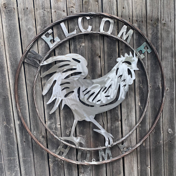 YOUR CUSTOM NAME ROOSTER LASERCUT RAW METAL ART WITH RING DESIGN WESTERN METAL ANIMAL ART HOME WALL DECOR BRAND NEW