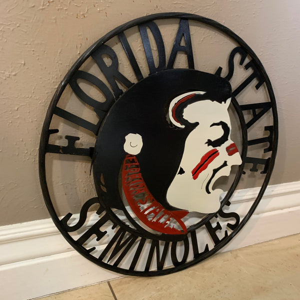 12", 18", 24", 32" FSU FLORIDA STATE SEMINOLES INDIAN LOGO METAL CUSTOM VINTAGE CRAFT TEAM SIGN