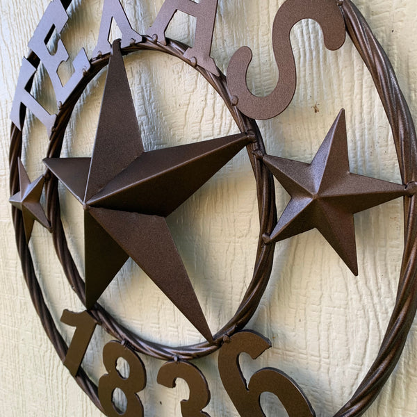 16" RUSTIC BRONZE TEXAS 1836 BARN LONE STAR METAL ART WESTERN HOME DECOR VINTAGE RUSTIC DARK BRONZE NEW