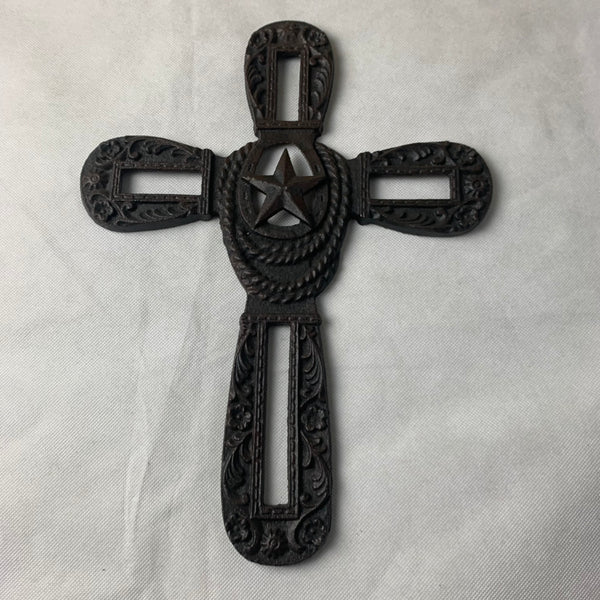 Si56409 STAR WESTERN CROSS CAST IRON HOME DECOR NEW