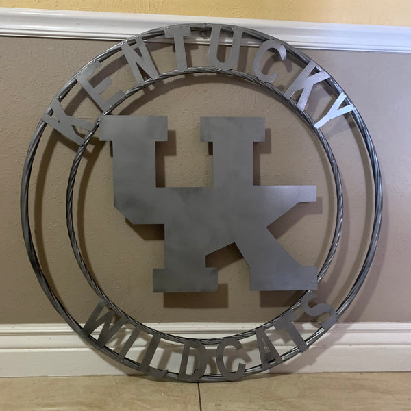 12", 18", 24", 32" KENTUCKY WILDCATS CUSTOM SILVER GREY METAL VINTAGE CRAFT SIGN HANDMADE