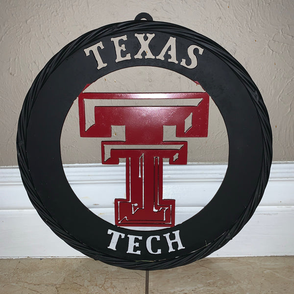 12", 18", 24", 32" TEXAS TECH WIDE BAND RING RED & BLACK CUSTOM METAL VINTAGE CRAFT TEAM SIGN