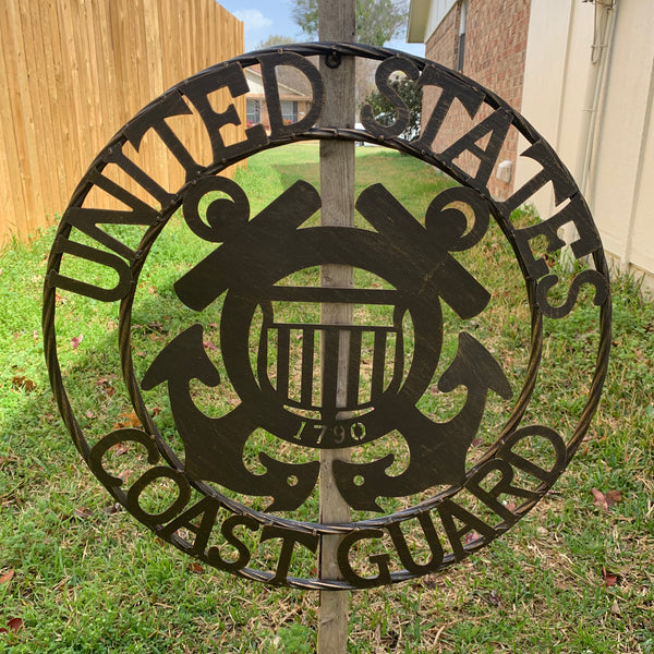 24" USA COAST GUARD MILITARY METAL WALL ART DECOR VINTAGE RUSTIC BRONZE WESTERN HOME DECOR NEW