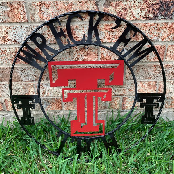 12", 18", 24", 32" WRECKEM TEXAS TECH METAL CUSTOM VINTAGE CRAFT TEAM SIGN HANDMADE